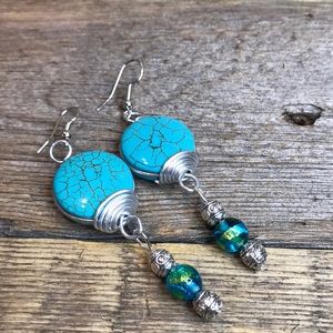 Hand Crafted one of a kind turquoise earrings